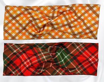 Fall Plaid Headband, Christmas Plaid Headband, Twist headbands, Nurse Headband, Healthcare Worker Gift, Hair Accessories
