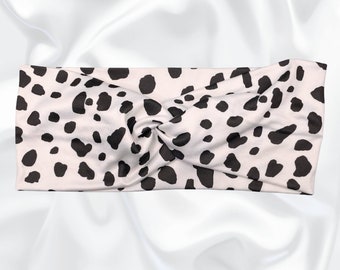 Turban Twist Headband, Yoga Headband, Nurse Headband, Hair Accessories, Gift for Mom, Gift for Nurse, Dalmatian Headband