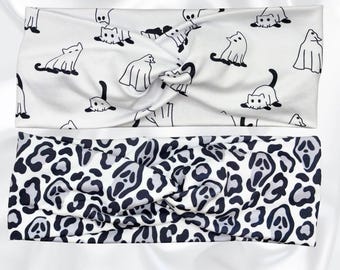 Turban Twist Headband, Ghost Cat Headband, Spooky Babe Headband, Scream
