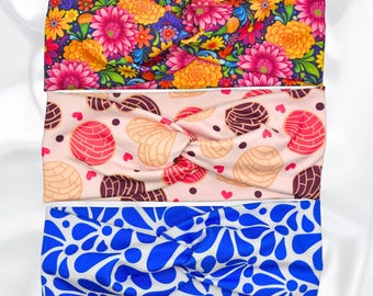 Turban Twist Headband, Mexican Print Headbands, Talavera Headband, Pan Dulce, Mexican Floral Headband