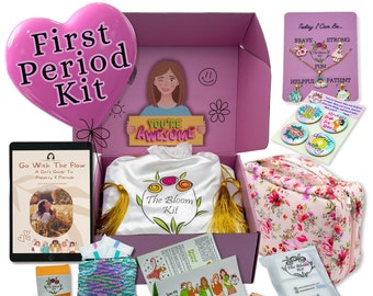 The Bloom Kit - Giftable First Period Kit for Teens and Tweens - First Period Box - Period Kit for School - Period Emergency Kit