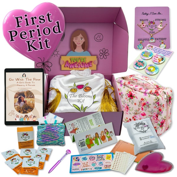 The Bloom Kit - Giftable First Period Kit for Teens and Tweens - First Period Box - Period Kit for School - Period Emergency Kit