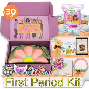 The Bloom Kit - Giftable First Period Kit for Girls Teens and Tweens - First Period Box - Period Kit for School - Period Emergency Kit GREEN
