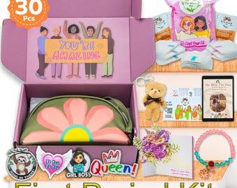 The Bloom Kit - Giftable First Period Kit for Girls Teens and Tweens - First Period Box - Period Kit for School - Period Emergency Kit GREEN