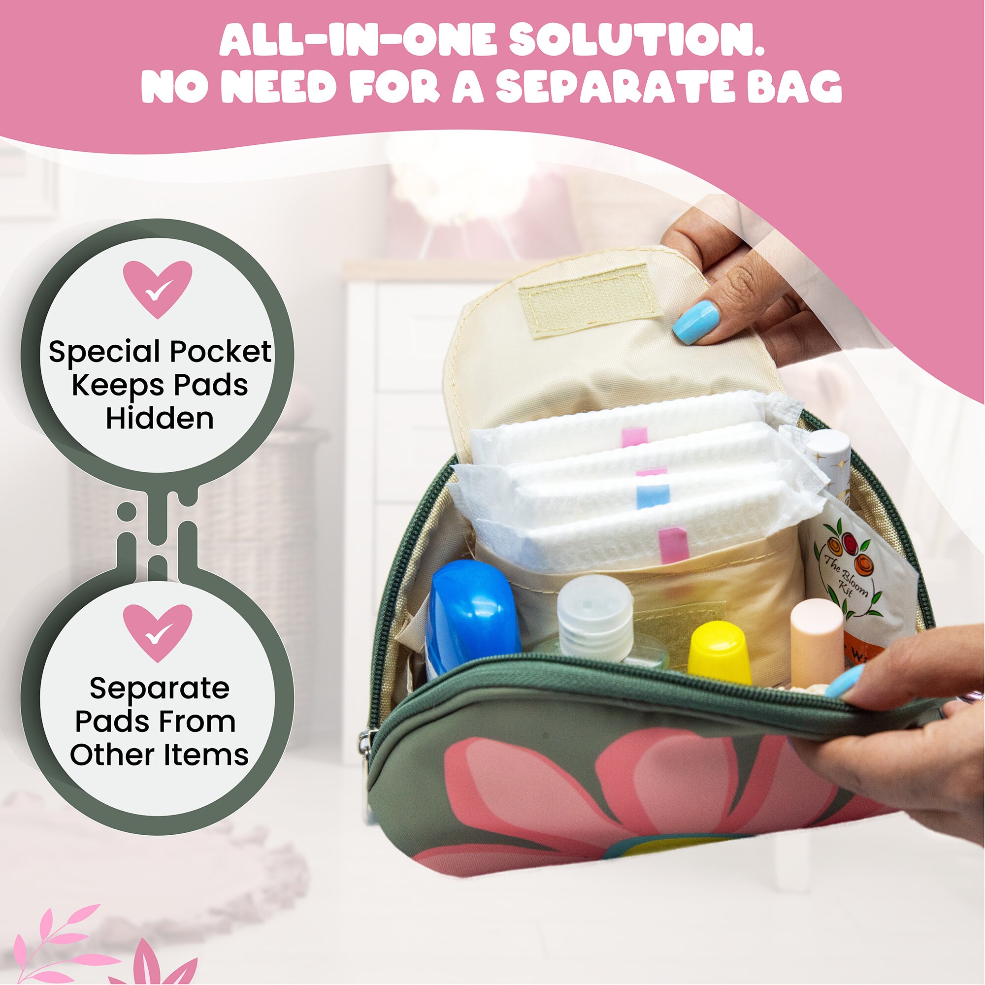 The Bloom Kit to Go First Period Kit Gift Bag for Teens and Tweens