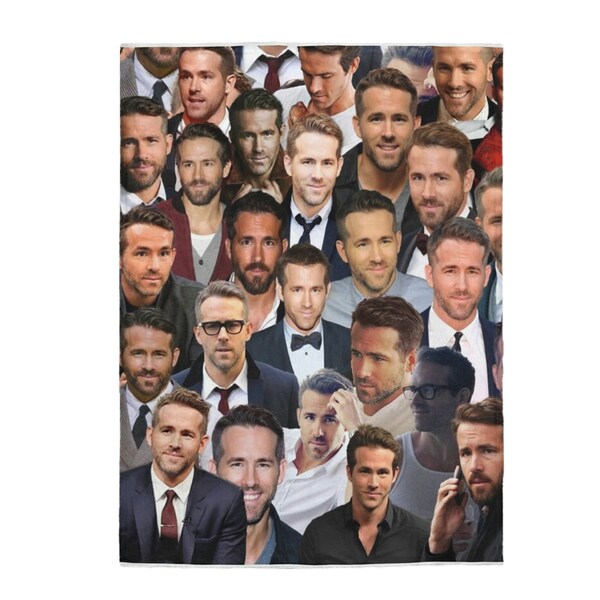 Ryan Reynolds Photo Collage Sherpa Fleece Throw Blanket I Ryan Reynolds Photo Collage Throw Blanket | Ryan Reynolds Photo Collage Blanket