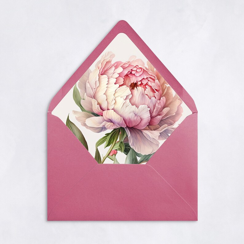 Peony Envelope Liner Wedding Enveloper Liner 13 Sizes Included