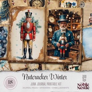 Nutcracker Junk Journal Kit: Vintage Christmas Scrapbook (Digital Download)