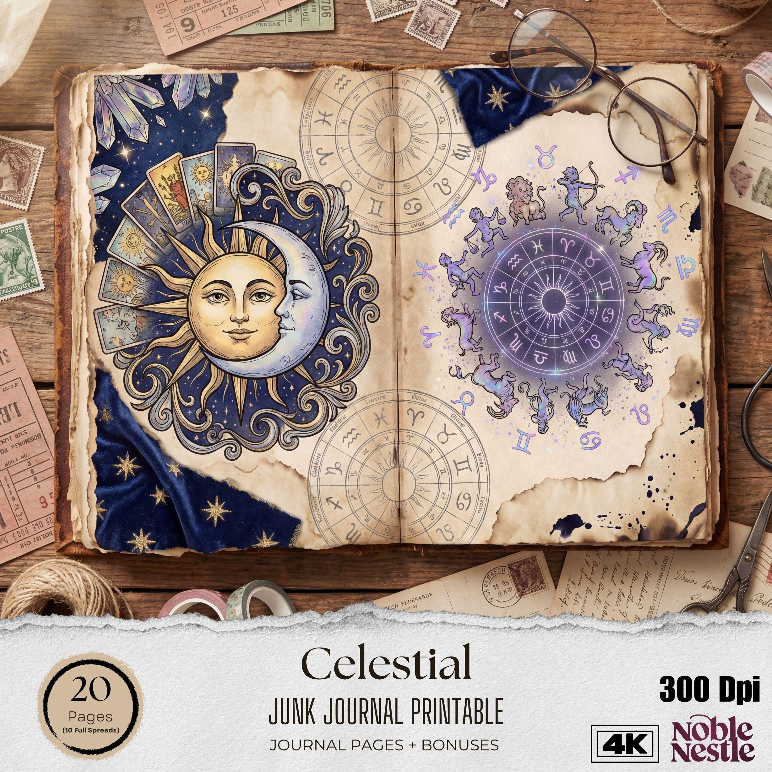 Celestial Junk Journal Kit | 4K Scrapbook Paper (digital Download) - Etsy