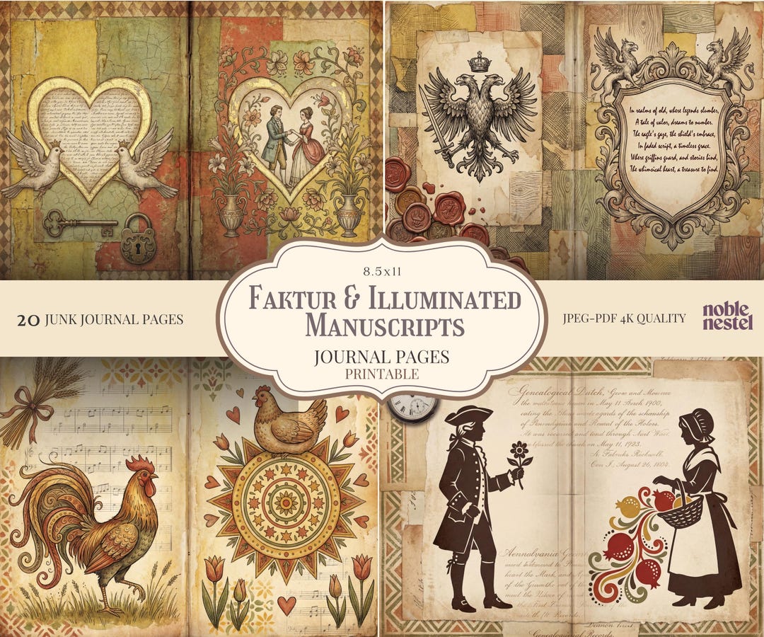 Fraktur & Illuminated Manuscripts Digital Paper Pack | 4K Backgrounds ...