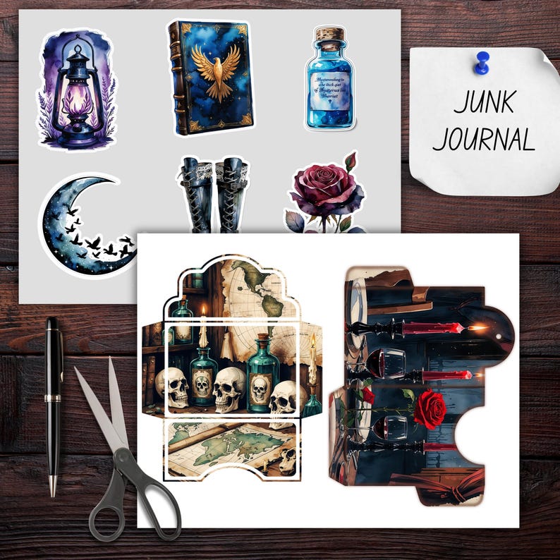 Rustic Horror Junk Journal Kit: Gothic Ephemera, Lined & Blank Pages ...