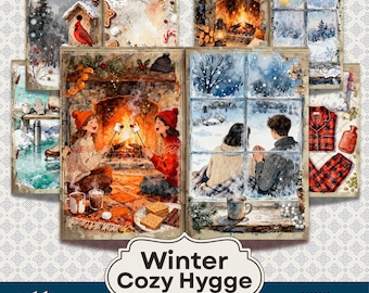 Winter Hygge Junk Journal Kit - Cozy Vintage Printable Digital Download - Ephemera & Scrapbook Paper Set