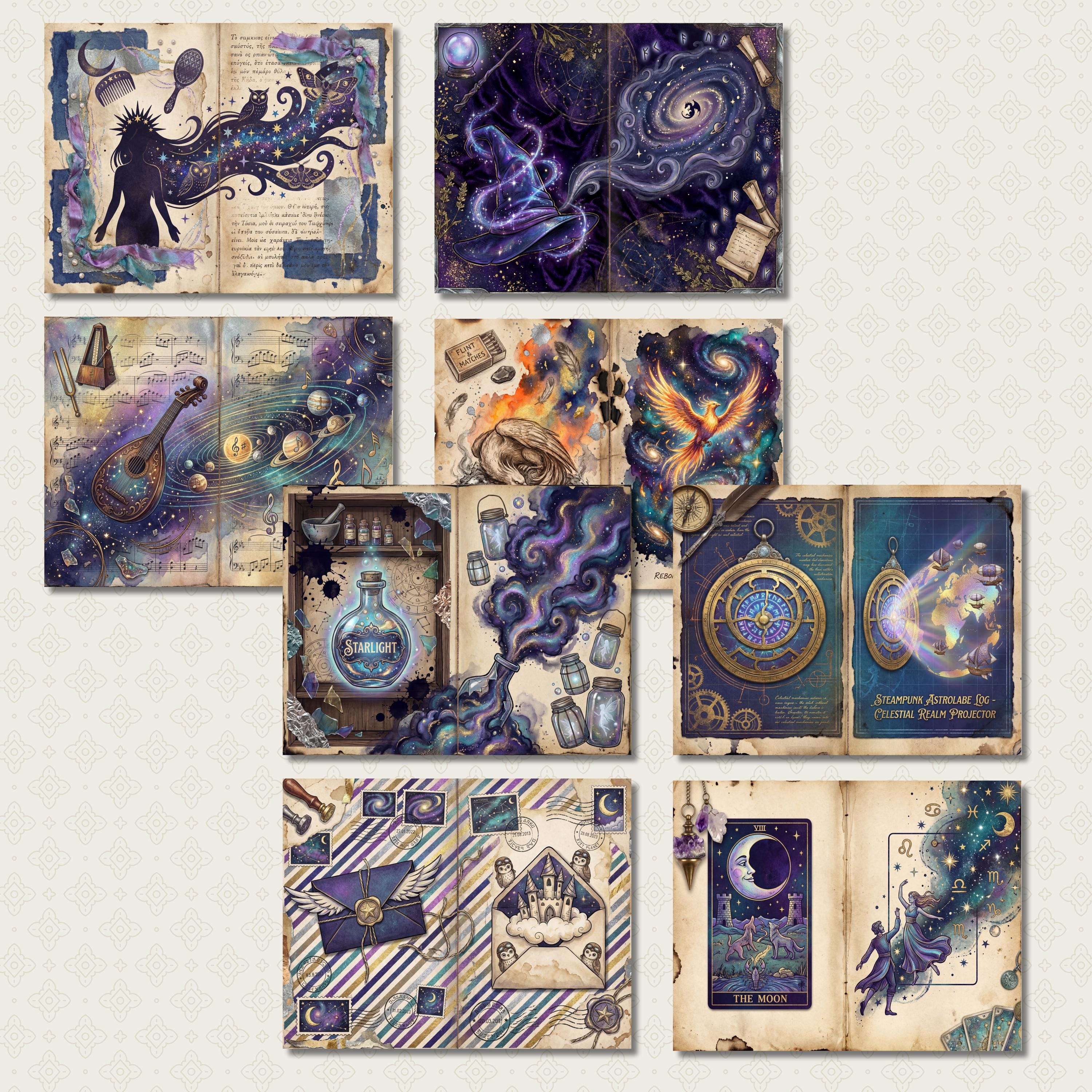 Celestial Junk Journal Paper | 4K Galaxy Scrapbook Pages (digital ...