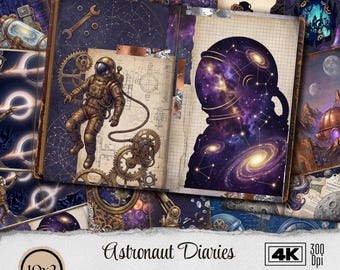Astronaut Diaries Junk Journal Kit | Vintage Space Ephemera | Printable Scrapbook Paper Digital Download