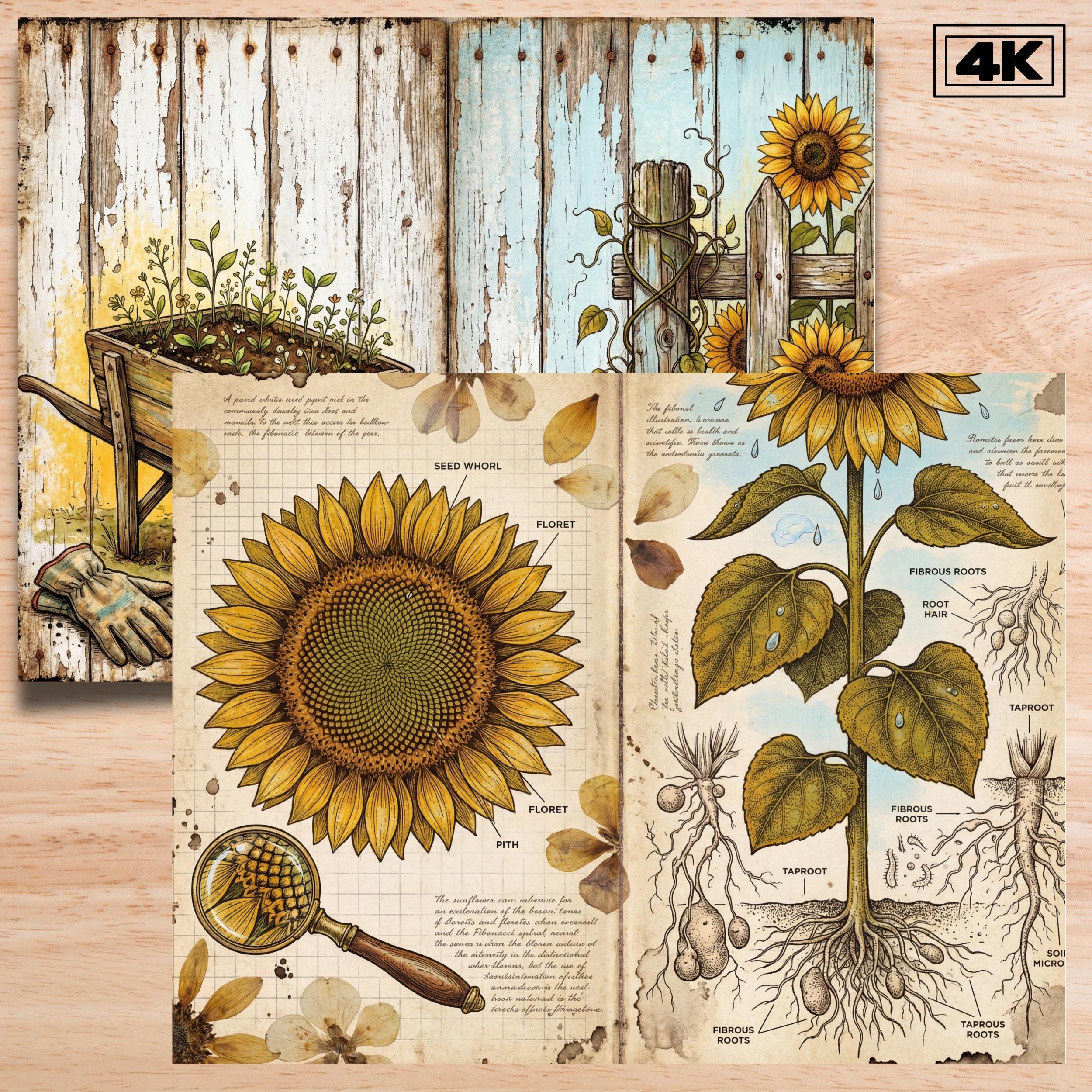 Sunflower Plantations Junk Journal Kit | Digital Download Printable ...