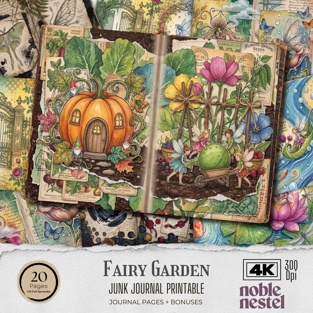 Fairy Garden Junk Journal Pages | 4K Backgrounds Digital Paper Pack ...