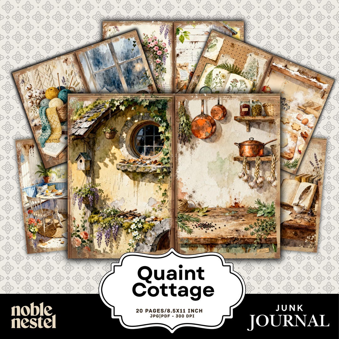 Quaint Cottage Junk Journal Kit - Vintage Digital Download | Printable ...