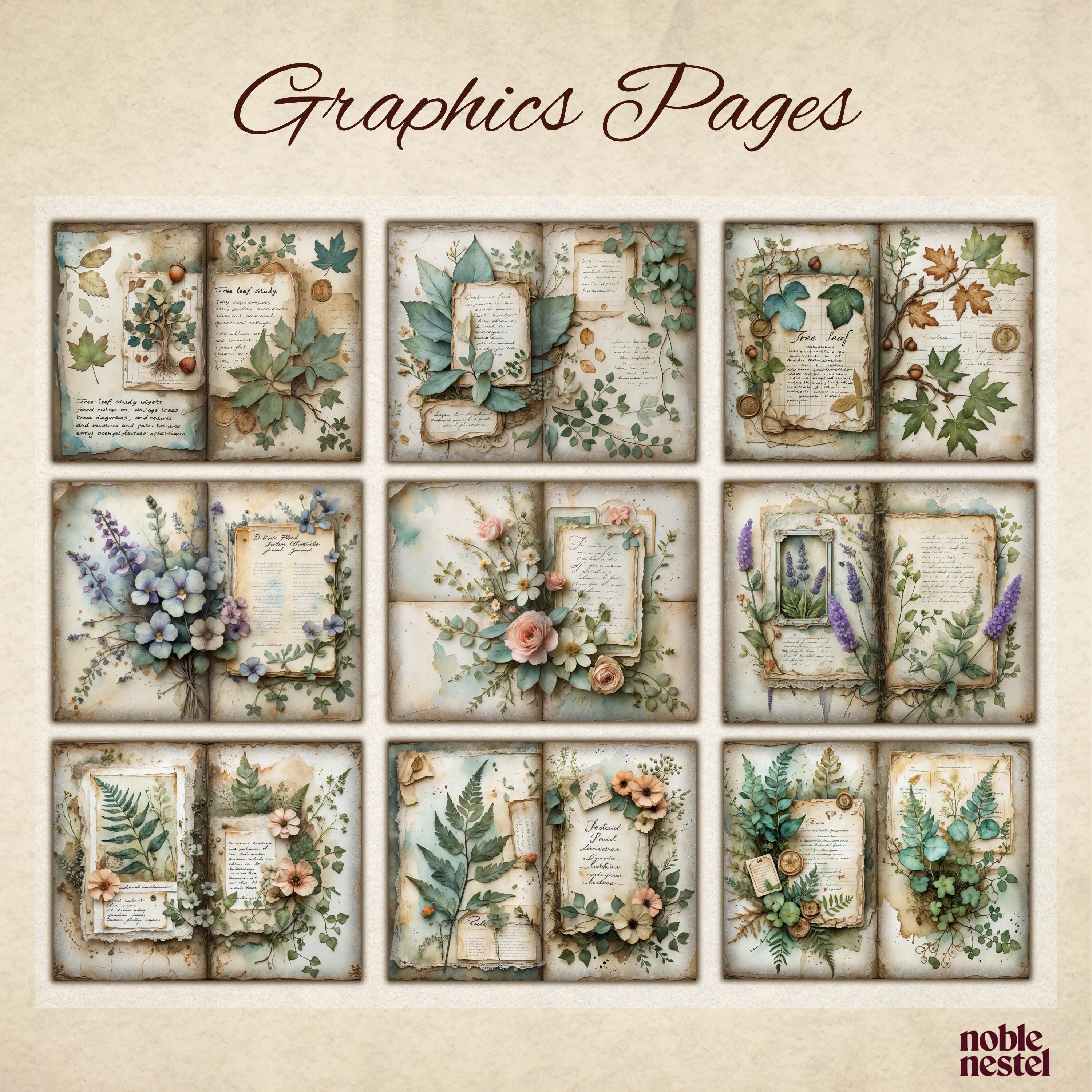 Vintage Botanical Junk Journal Kit: Printable Ephemera (US Letter, PDF ...
