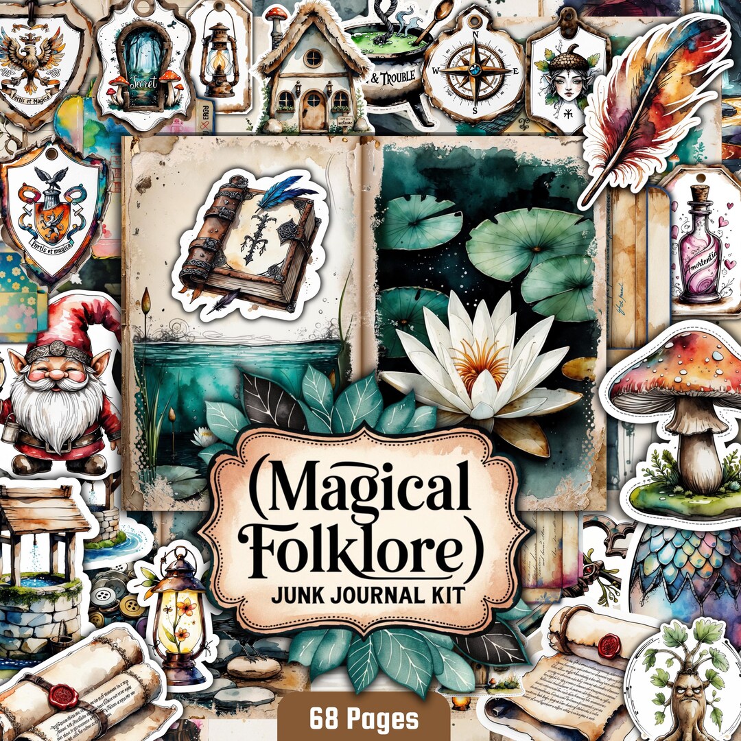 Magical Folklore Junk Journal Kit - Vintage Witch Ephemera - Printable ...