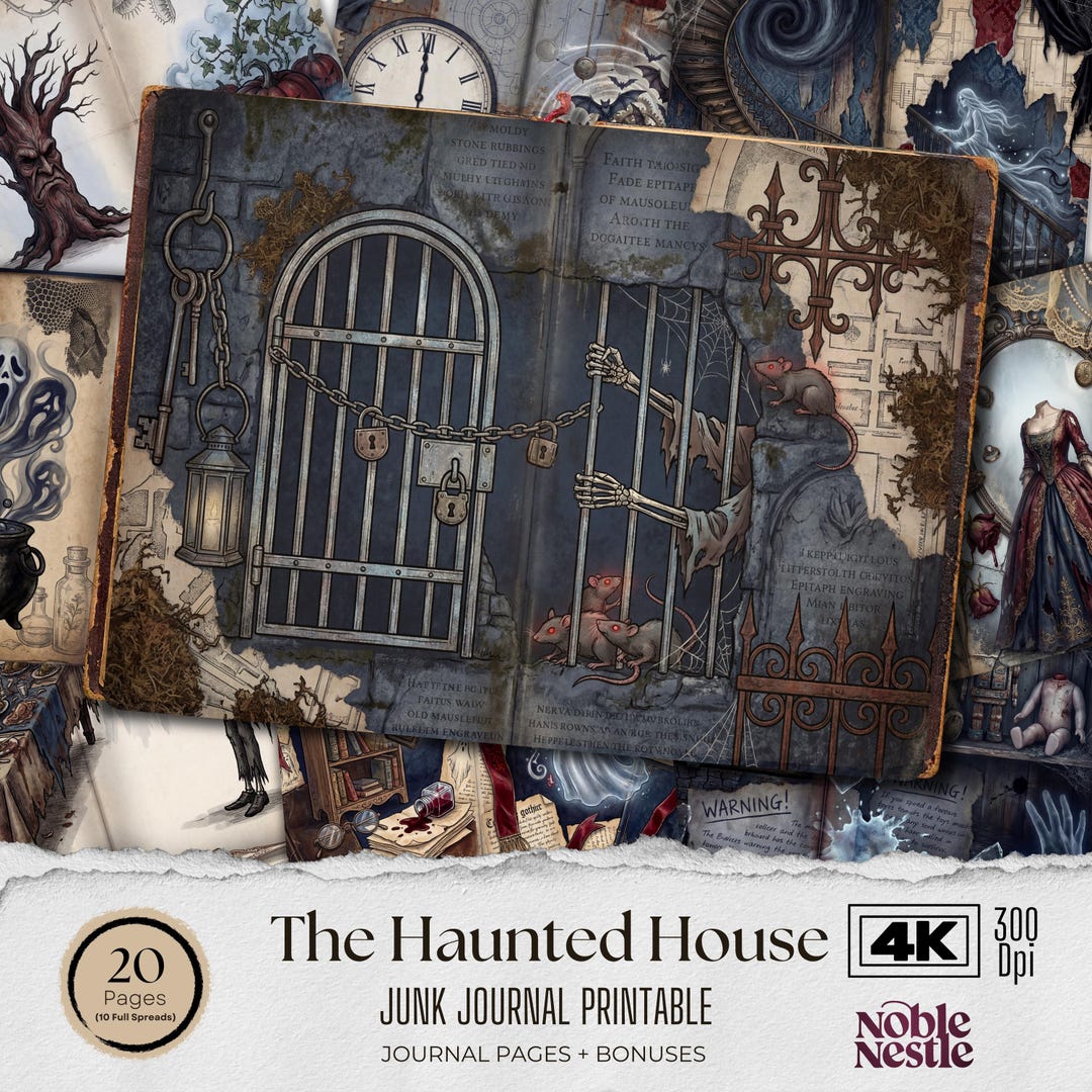 Haunted House Junk Journal Paper | Gothic Scrapbook Kit (digital ...