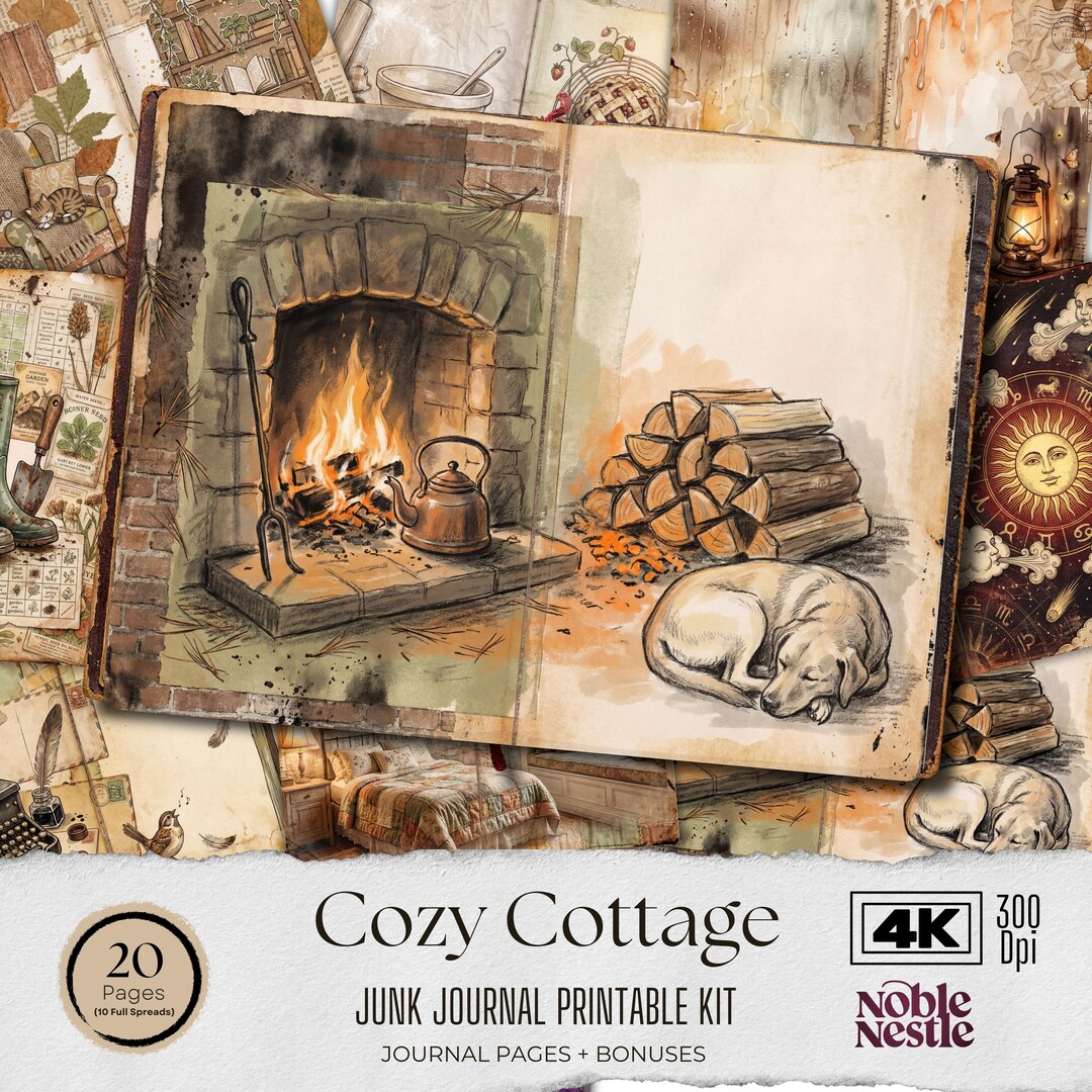 Cozy Cottage Junk Journal Digital Paper Pack | 4K Backgrounds Junk ...
