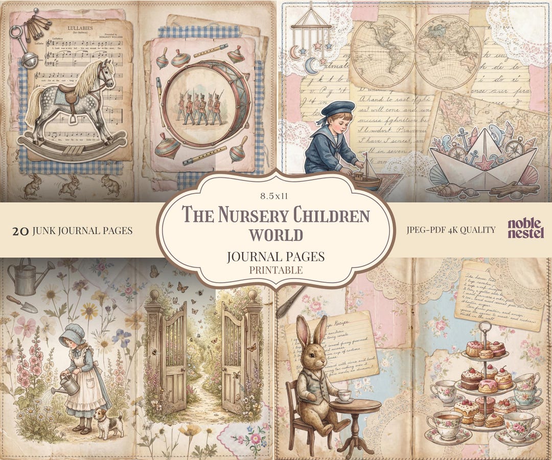 Nursery Junk Journal Pages Kit | Children's World 4K Digital Paper Pack ...