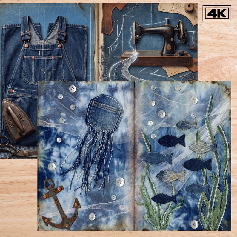 Denim Junk Journal Kit | Vintage Blue Jean Printable Ephemera ...