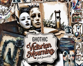 Gothic Viktorianische Mourning Junk Journal Kit, Printable Ephemera (Digitaler Download)