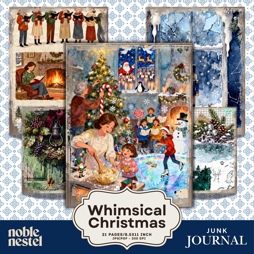 Whimsical Christmas Junk Journal Kit - Vintage Digital Download | 22 ...