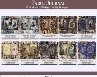 Mystic Tarot Treasury Junk Journal Kit Vintage Rider Waite, Major Arcane Zodiac | 300 DPI Printable Scrapbook