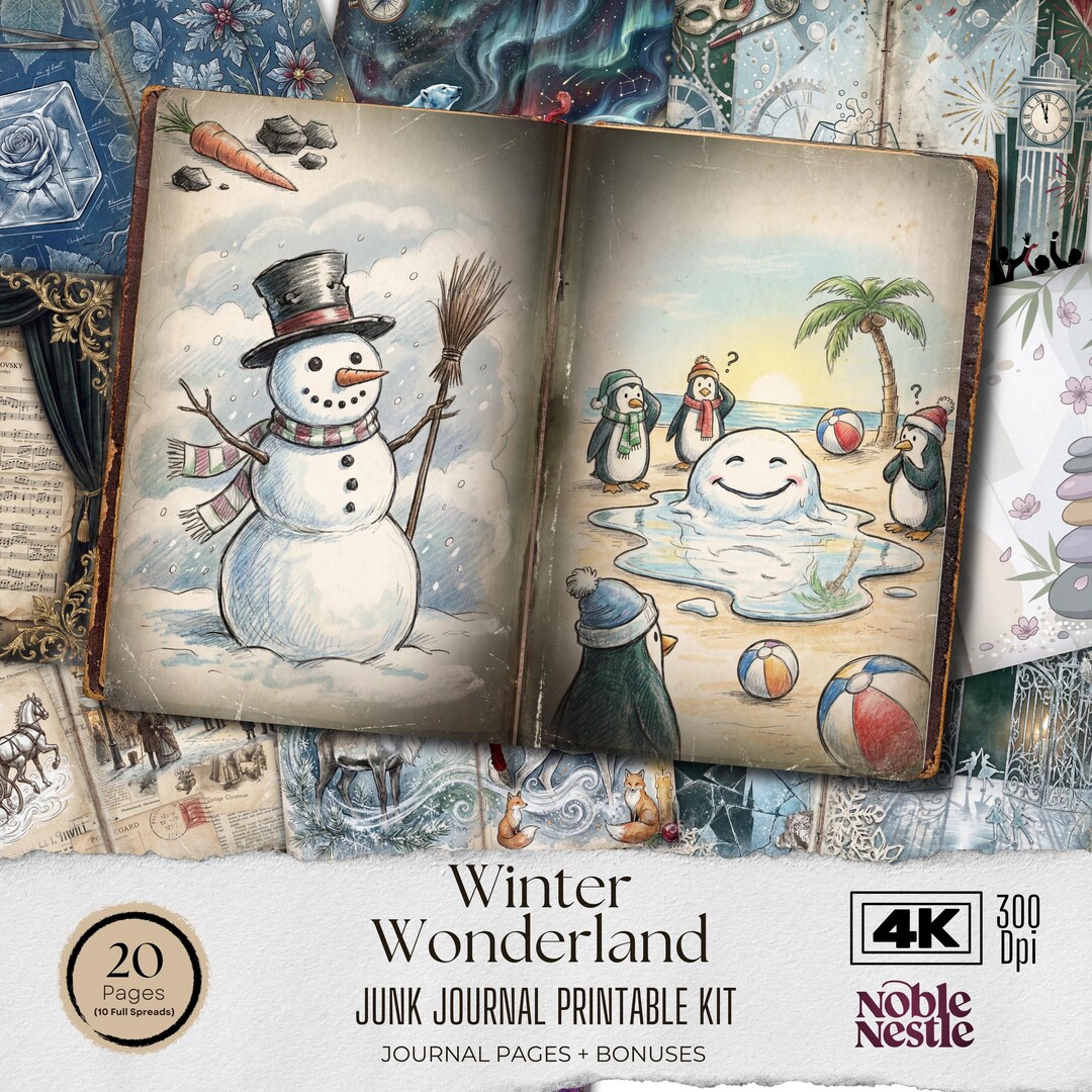 Winter Wonderland 4K Junk Journal Paper Pack | Junk Journal Pages ...