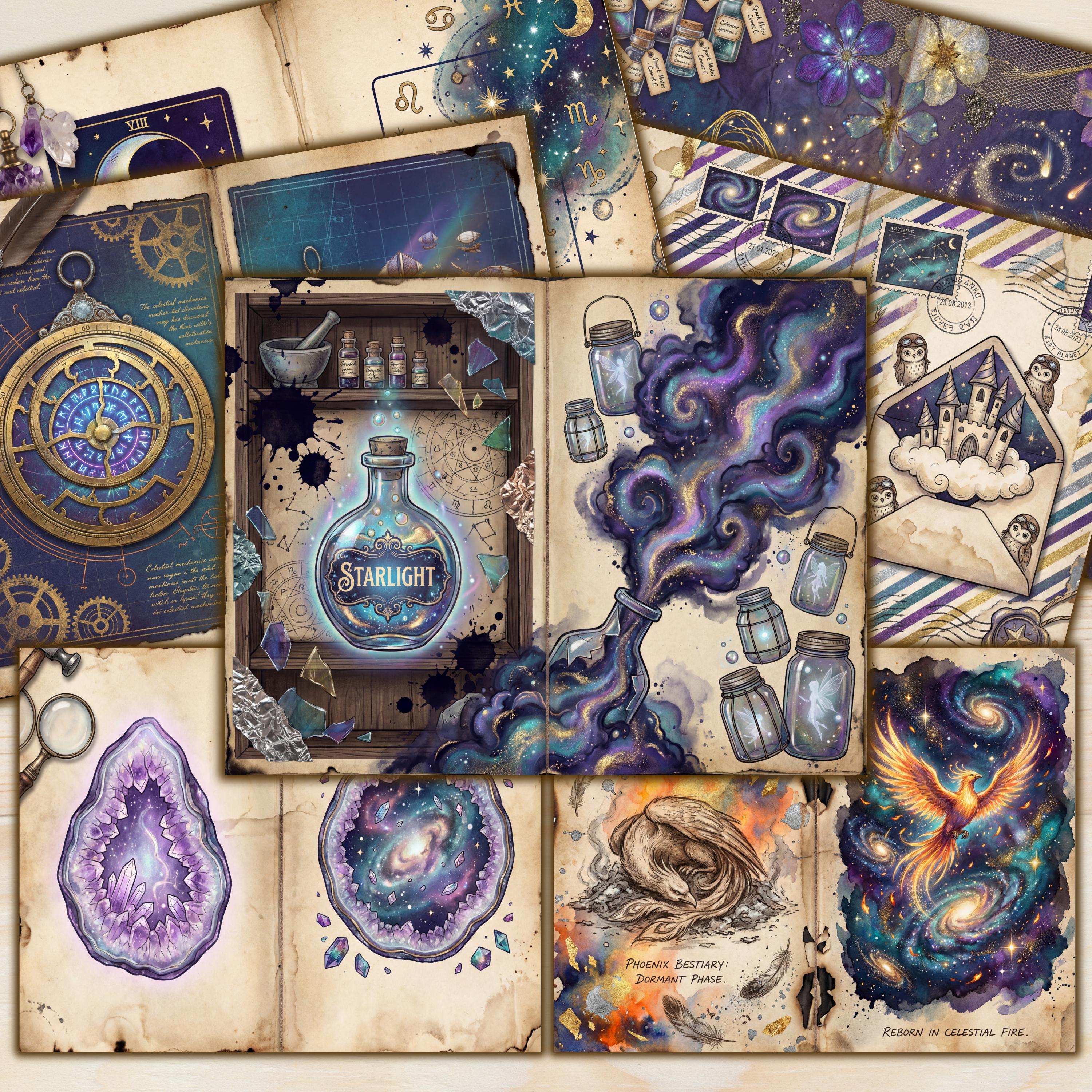 Celestial Junk Journal Paper | 4K Galaxy Scrapbook Pages (digital ...