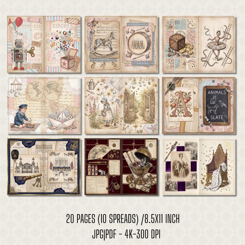 Nursery Junk Journal Pages Kit | Children's World 4K Digital Paper Pack ...