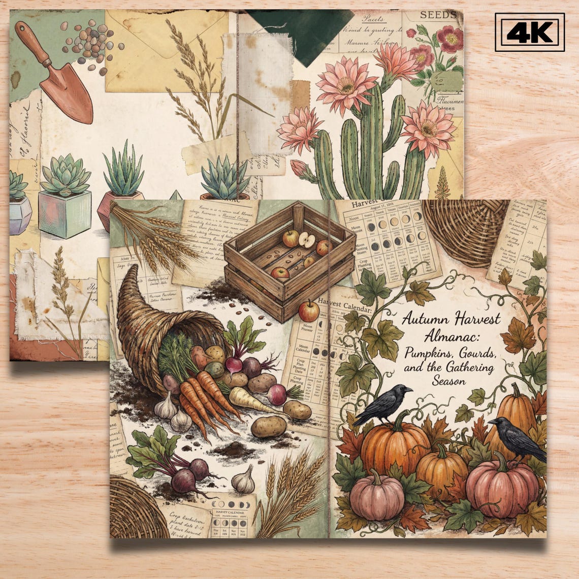 Botanical Junk Journal Kit - Vintage Diary Pages Digital Download ...