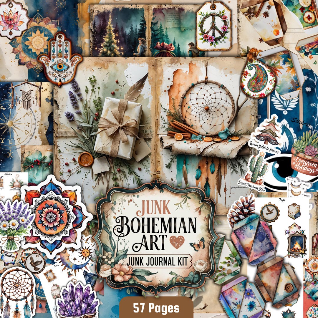 Vintage Bohemian Junk Journal Kit – Printable Ephemera (digital ...