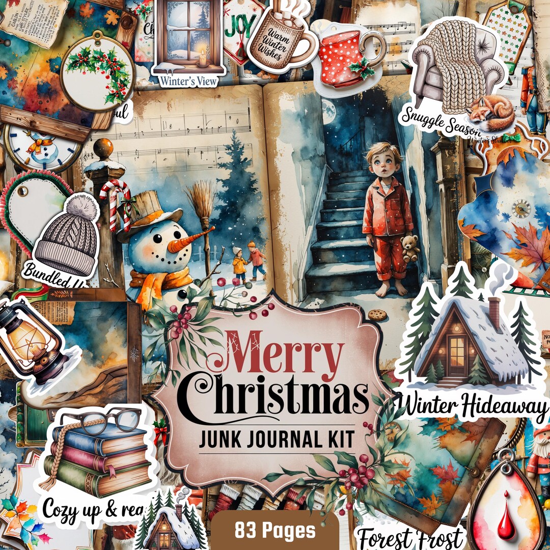 Merry Christmas Junk Journal Kit | Holiday Ephemera (PDF) - Etsy