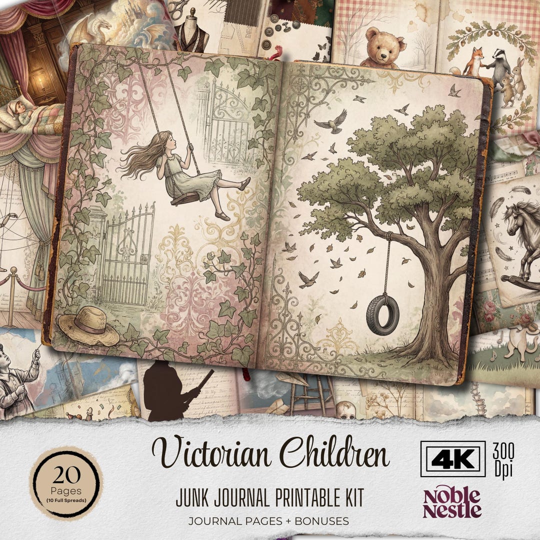 Victorian Children Digital Paper Pack | 4K Backgrounds Junk Journal ...