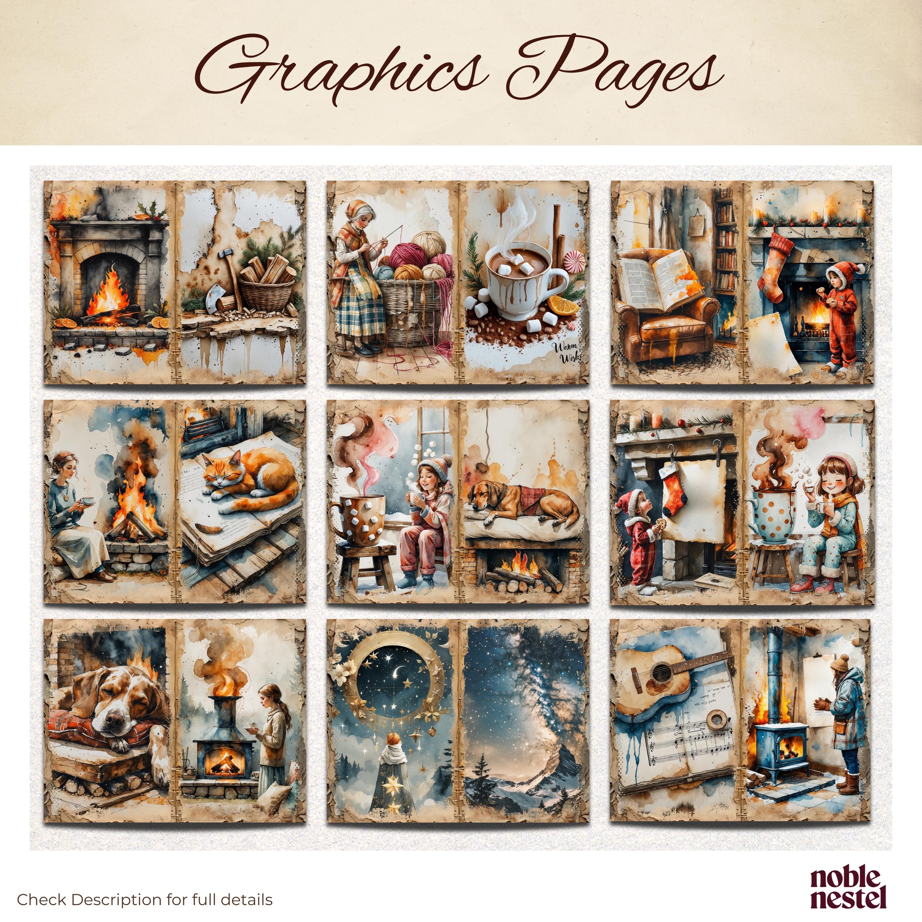 Cozy Hearthside Junk Journal Kit, Printable Ephemera Pack, Digital ...