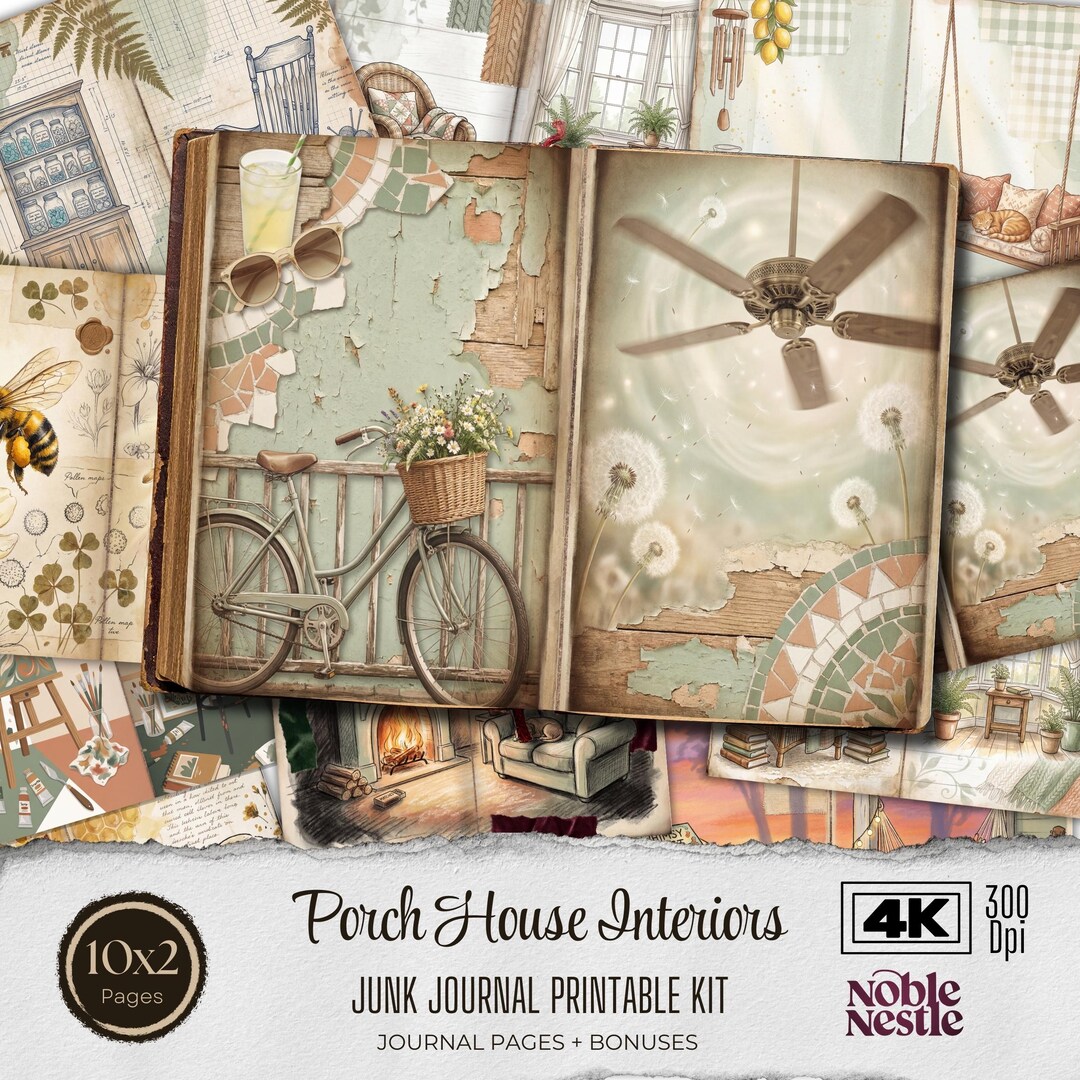 Porch House Interiors Junk Journal Kit | Digital Download Printable ...