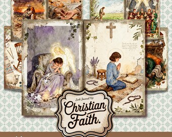 Christian Faith Junk Journal Kit Vintage  | Faith Digital Download - Printable Ephemera & Scrapbook Paper Set