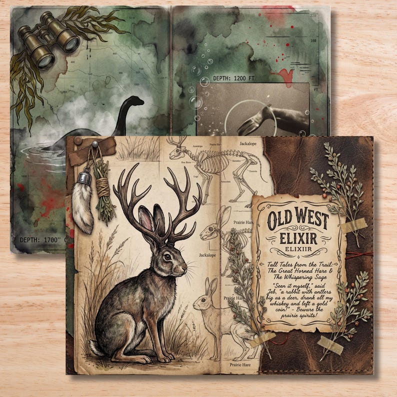 Cryptide Investigator Junk Journal Paper Pack | 4K Backgrounds ...