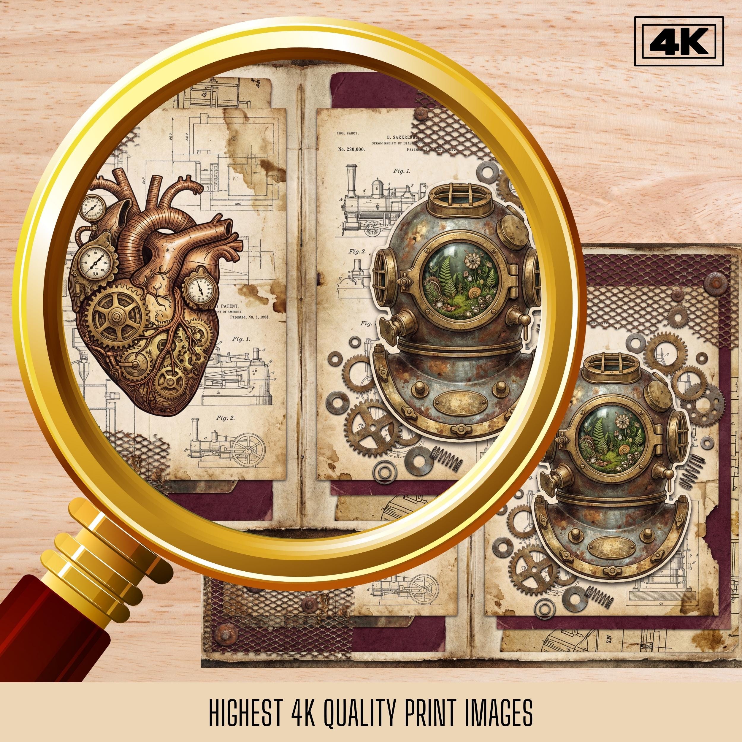 Victorian Steampunk Junk Journal Pages | 4K Digital Paper Pack ...