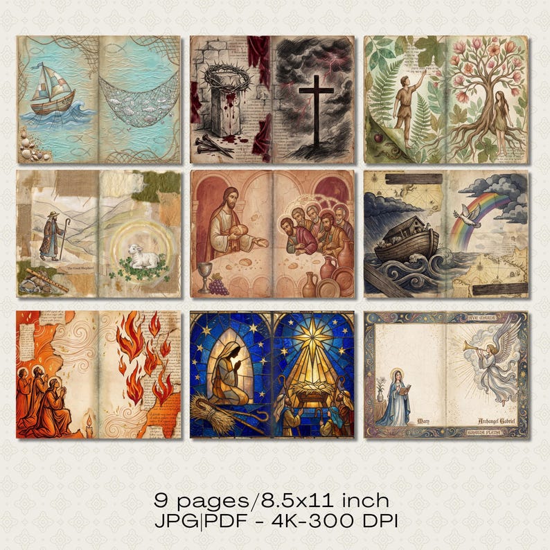Religious Samples Christianity Junk Journal Kit | Vintage Faith Printable Ephemera Paper ...