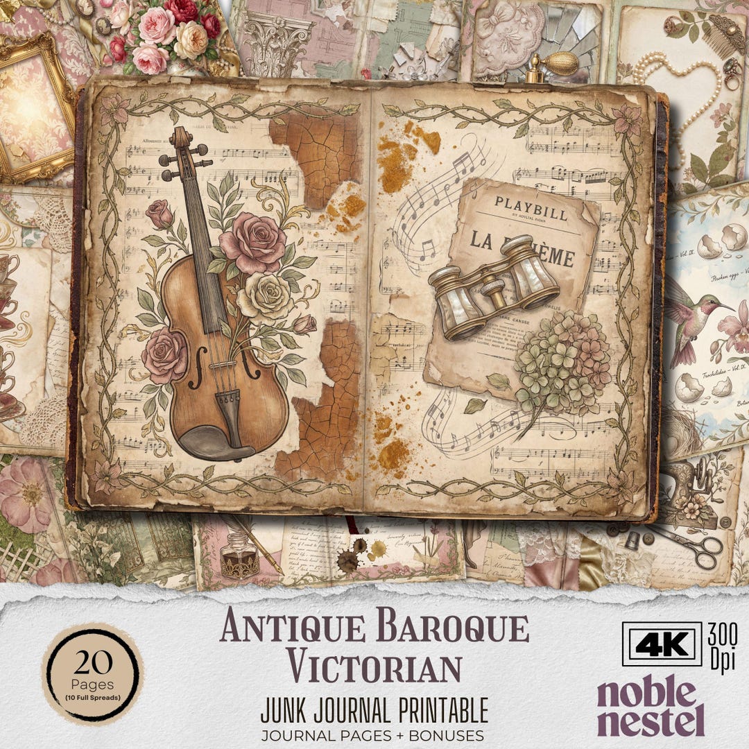 Antique Baroque Junk Journal Pages | Victorian Digital Paper Pack ...