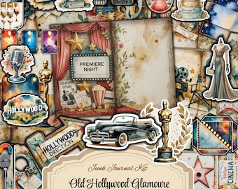 Old Hollywood Glamour Junk Journal Kit: Art Deco Ephemera (PDF Printable
