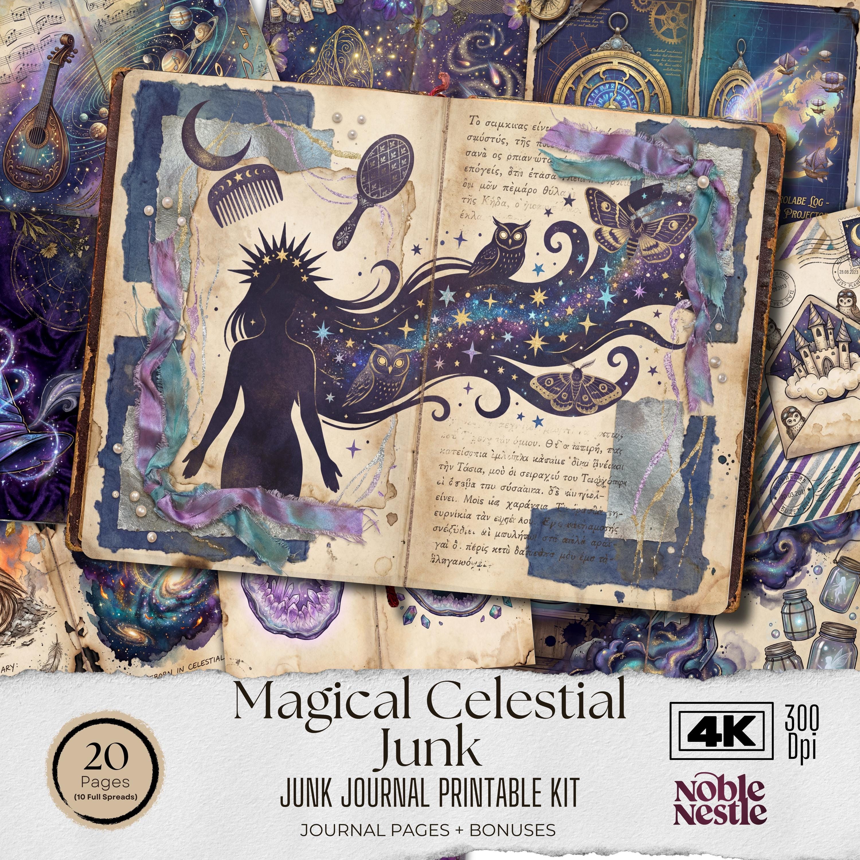 Celestial Junk Journal Paper | 4K Galaxy Scrapbook Pages (digital ...