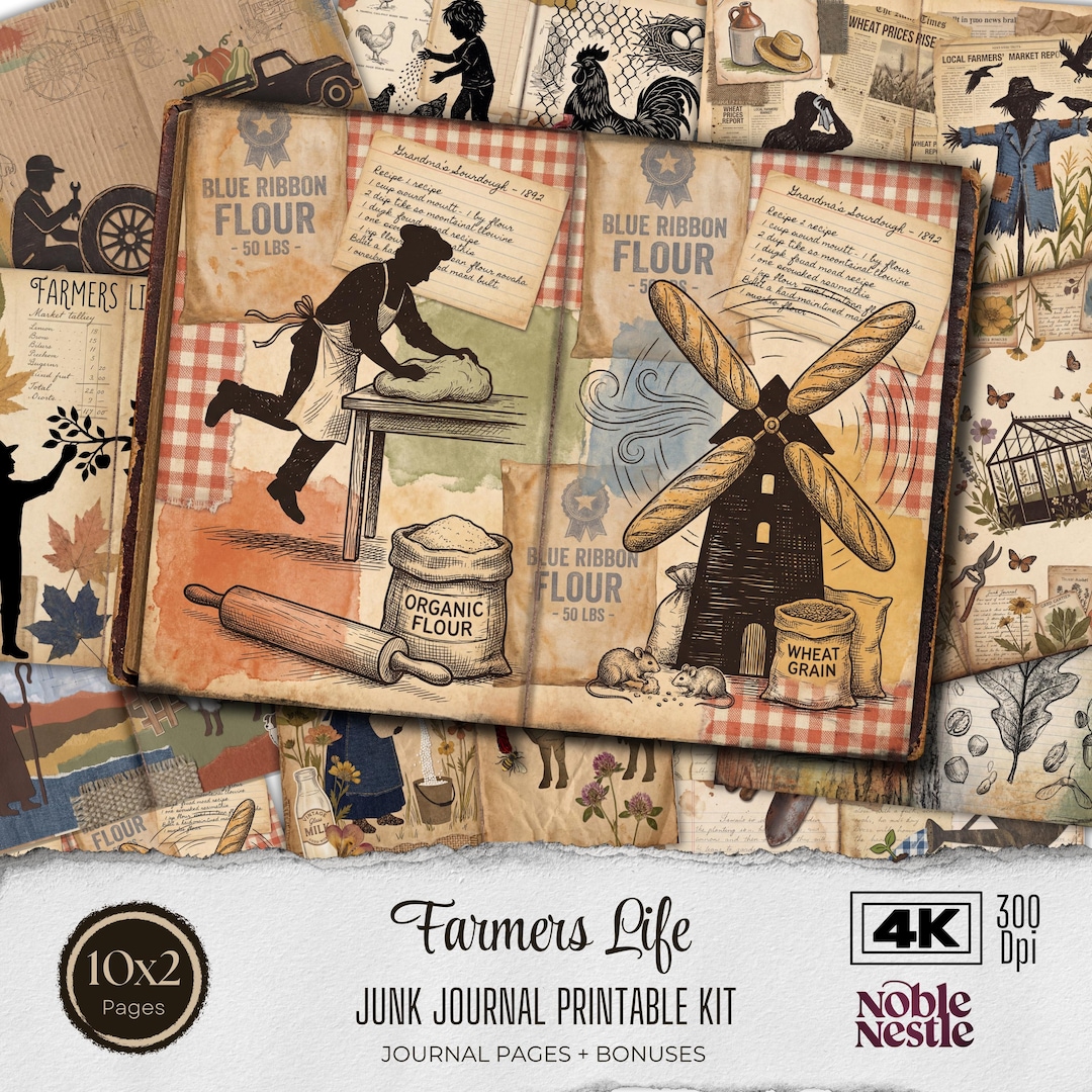 Farmers Lifestyle Junk Journal Kit - Rustic Farmhouse Digital Download ...