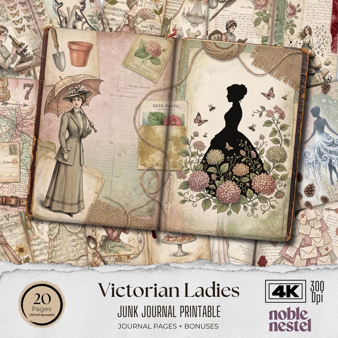 Victorian Ladies Junk Journal Pages | 4K Backgrounds Digital Paper Pack ...