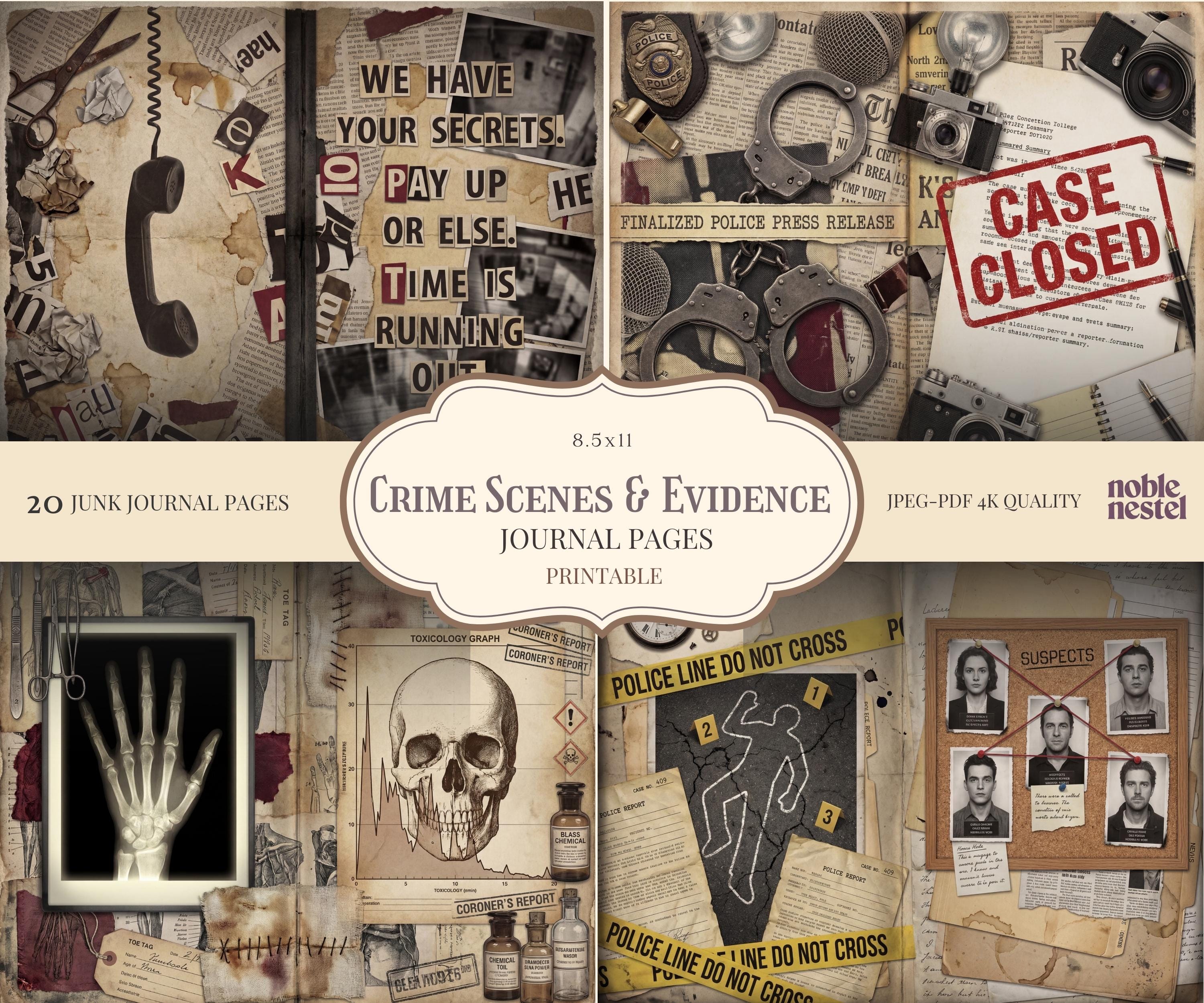 Crime Scene Evidence Log Junk Journal Pages | 4K Backgrounds Digital ...