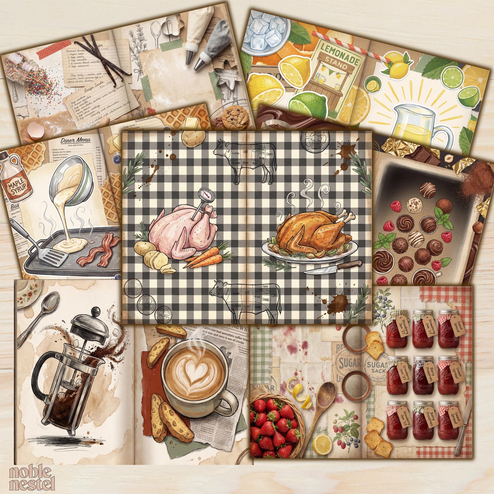 Recipe Junk Journal Kit | Vintage Cookbook Ephemera Printable Paper ...